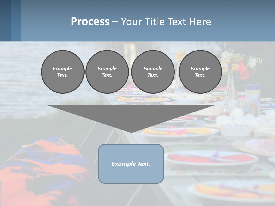 A Long Table With Plates On It With A Lake In The Background PowerPoint Template