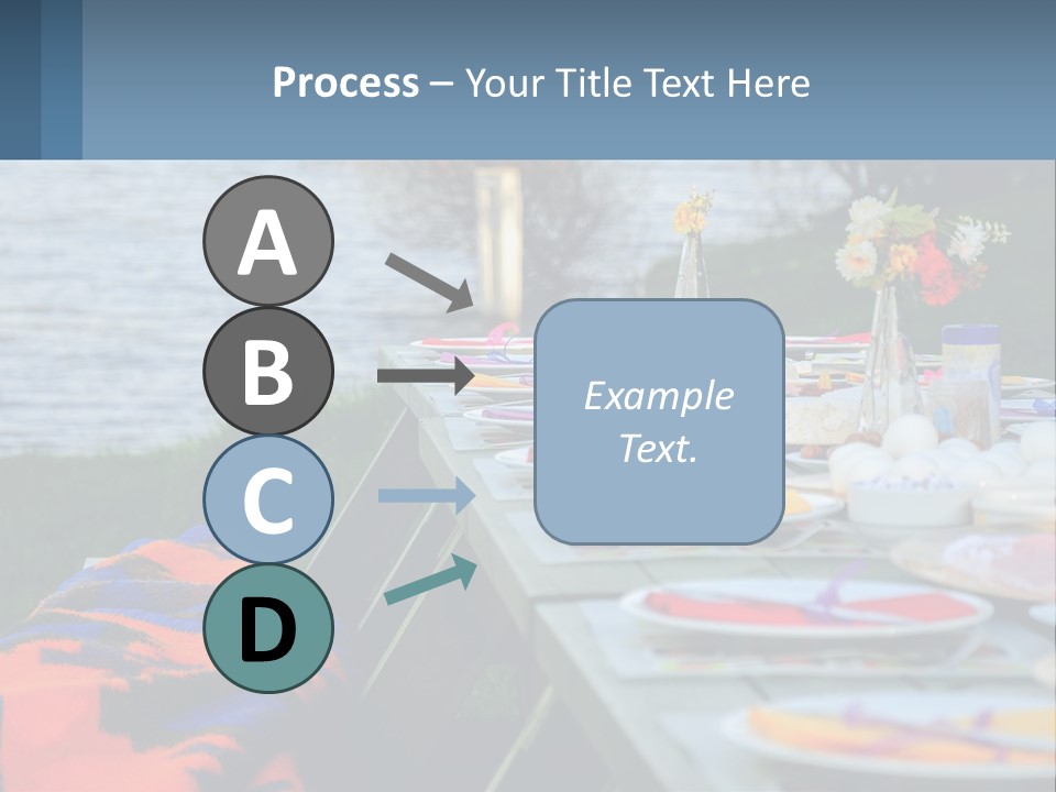A Long Table With Plates On It With A Lake In The Background PowerPoint Template