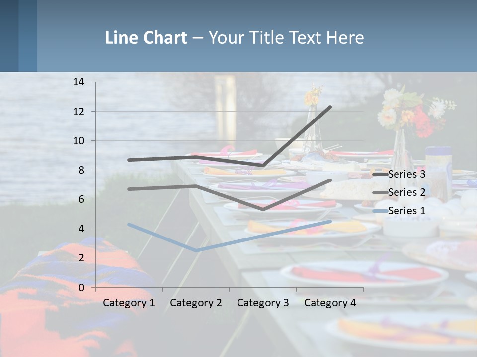 A Long Table With Plates On It With A Lake In The Background PowerPoint Template