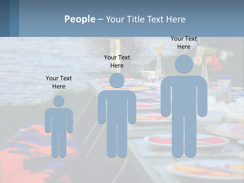 A Long Table With Plates On It With A Lake In The Background PowerPoint Template