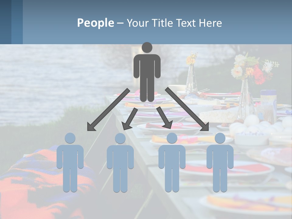 A Long Table With Plates On It With A Lake In The Background PowerPoint Template