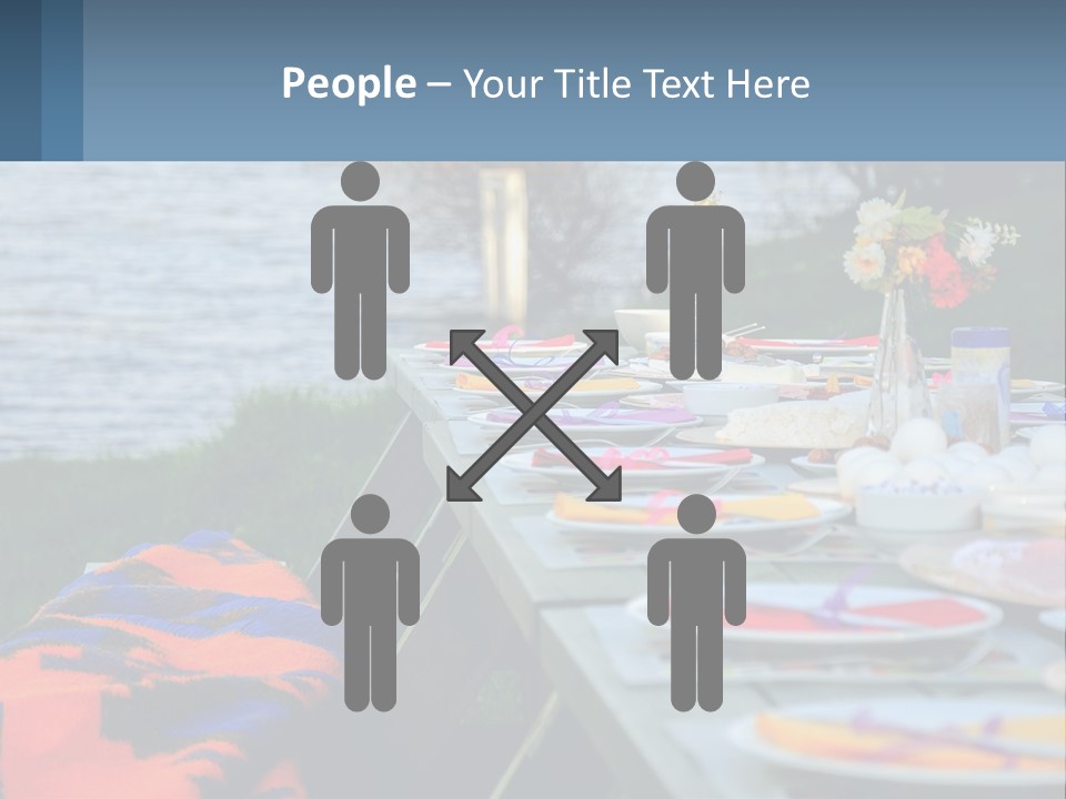 A Long Table With Plates On It With A Lake In The Background PowerPoint Template