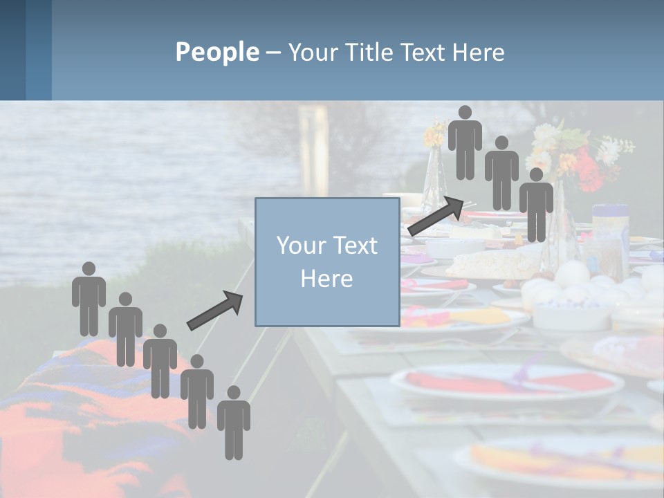 A Long Table With Plates On It With A Lake In The Background PowerPoint Template