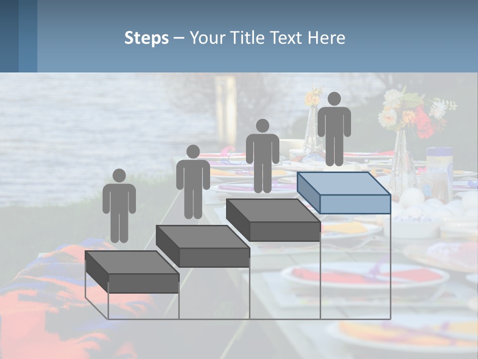 A Long Table With Plates On It With A Lake In The Background PowerPoint Template