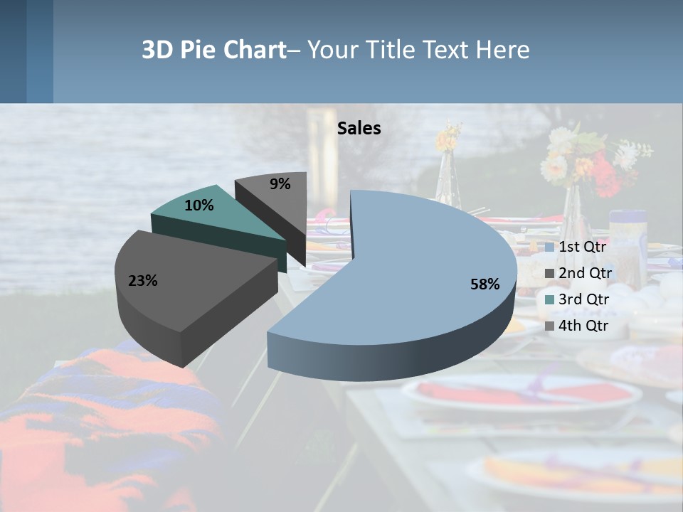 A Long Table With Plates On It With A Lake In The Background PowerPoint Template