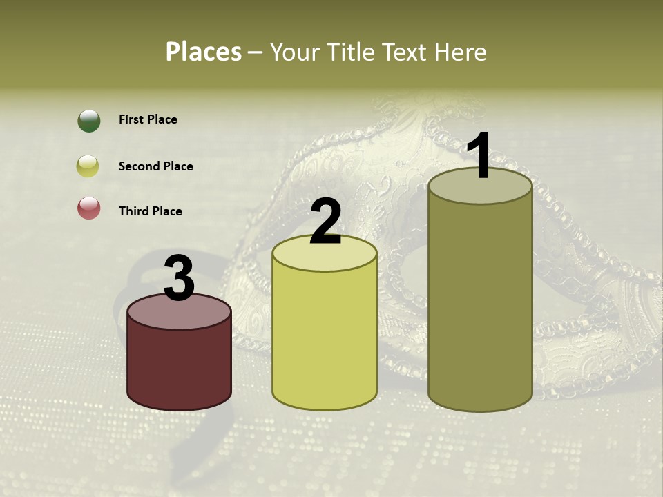 A Silver Mask On A Green Background With A Black Ribbon PowerPoint Template