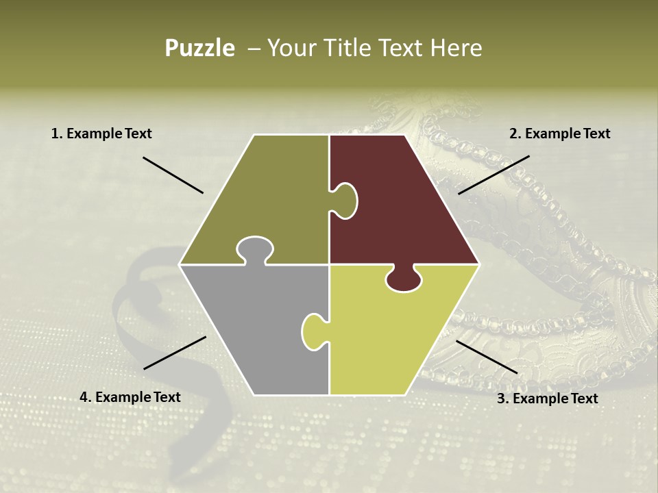 A Silver Mask On A Green Background With A Black Ribbon PowerPoint Template