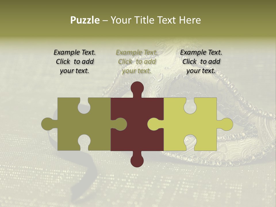 A Silver Mask On A Green Background With A Black Ribbon PowerPoint Template