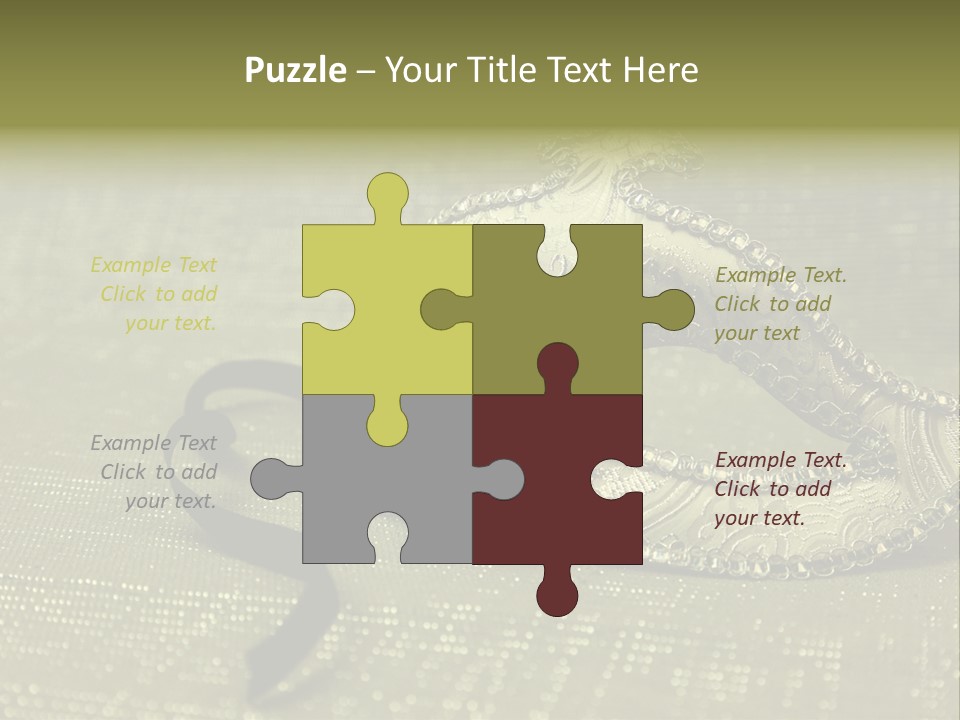 A Silver Mask On A Green Background With A Black Ribbon PowerPoint Template