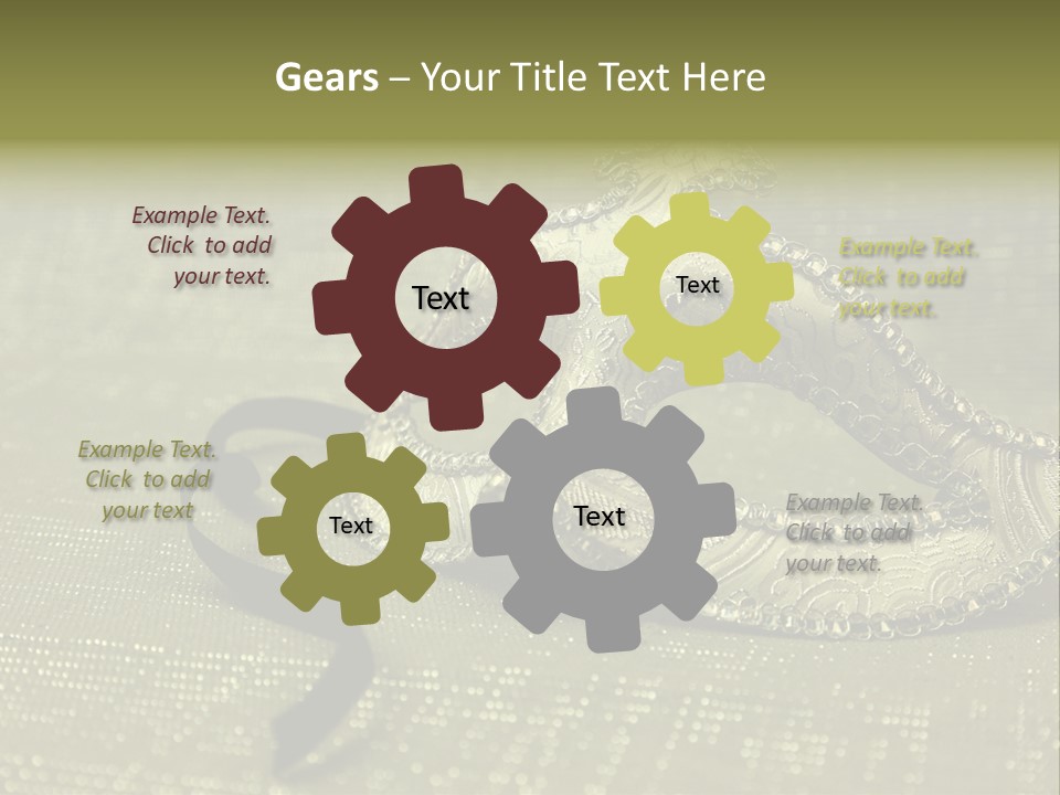 A Silver Mask On A Green Background With A Black Ribbon PowerPoint Template