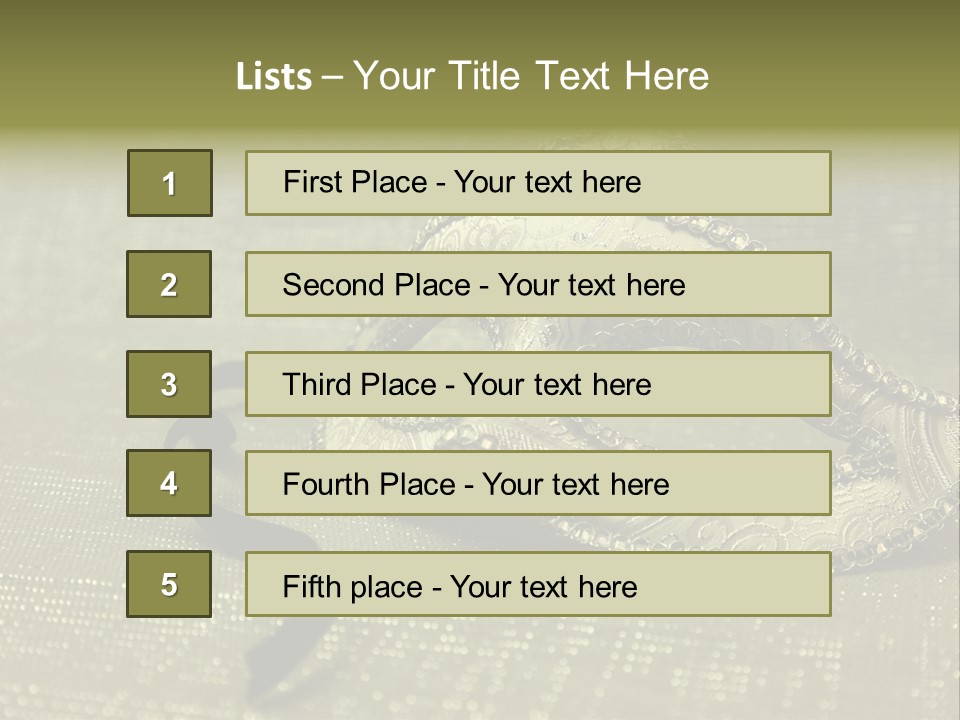 A Silver Mask On A Green Background With A Black Ribbon PowerPoint Template