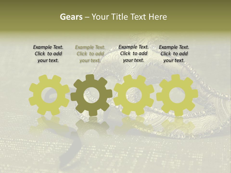 A Silver Mask On A Green Background With A Black Ribbon PowerPoint Template