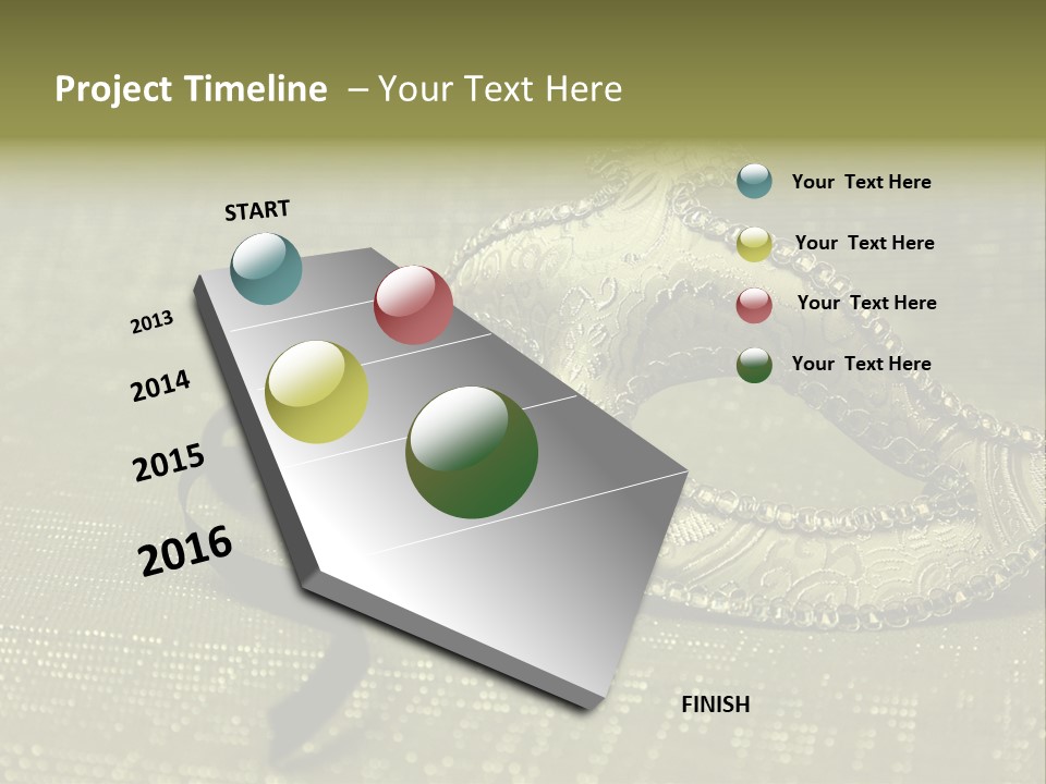 A Silver Mask On A Green Background With A Black Ribbon PowerPoint Template