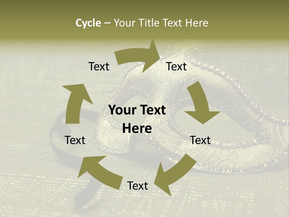 A Silver Mask On A Green Background With A Black Ribbon PowerPoint Template