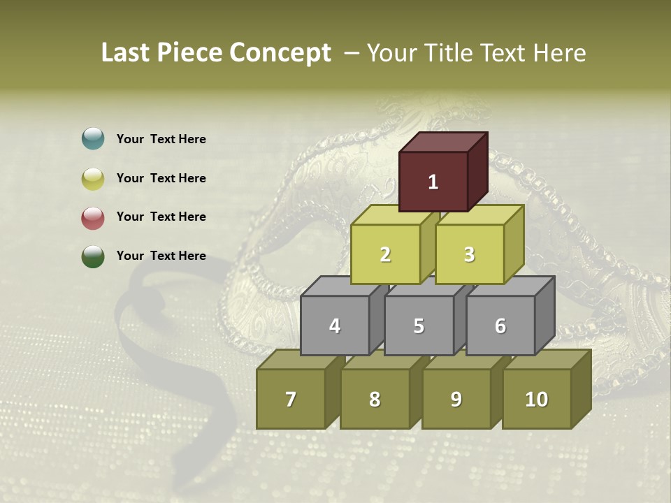 A Silver Mask On A Green Background With A Black Ribbon PowerPoint Template