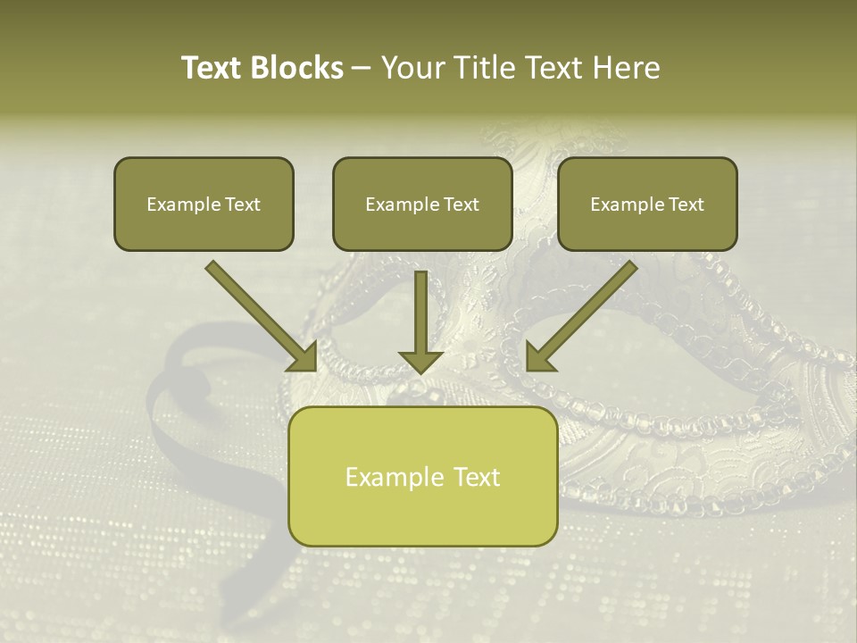 A Silver Mask On A Green Background With A Black Ribbon PowerPoint Template