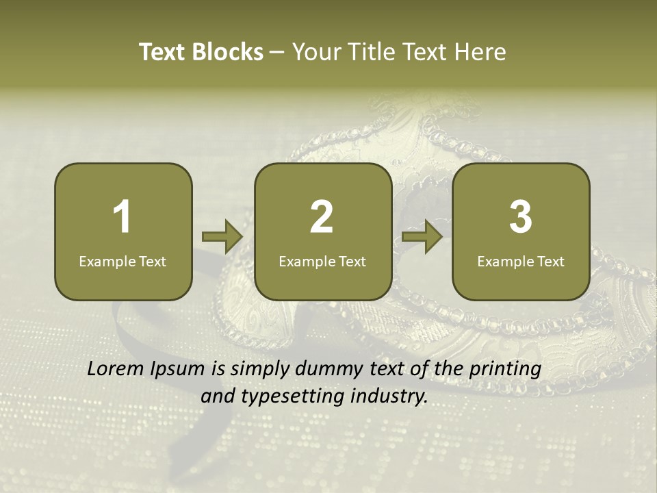 A Silver Mask On A Green Background With A Black Ribbon PowerPoint Template