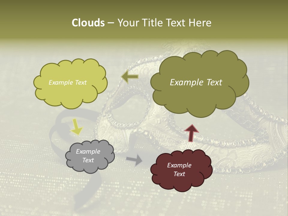 A Silver Mask On A Green Background With A Black Ribbon PowerPoint Template