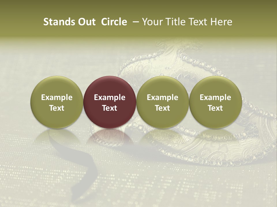 A Silver Mask On A Green Background With A Black Ribbon PowerPoint Template