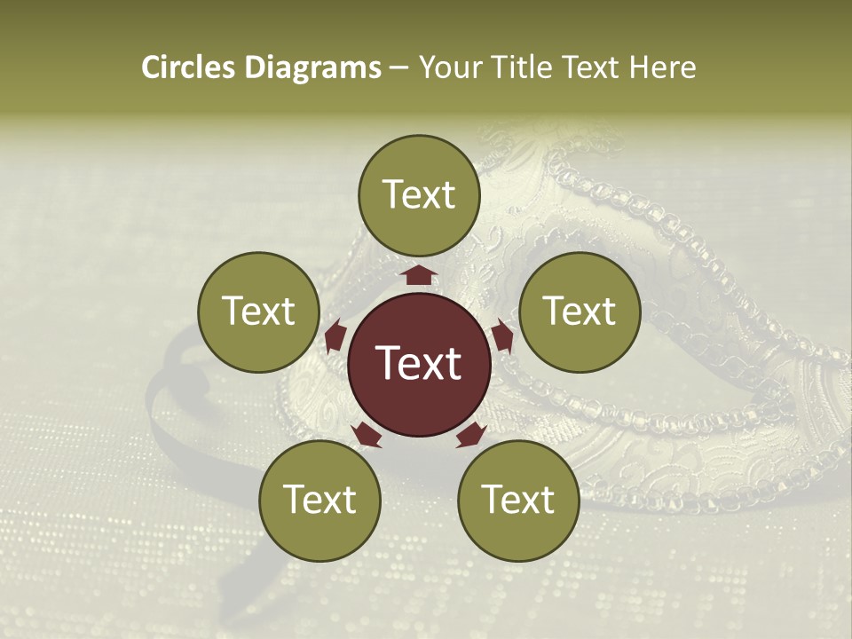 A Silver Mask On A Green Background With A Black Ribbon PowerPoint Template