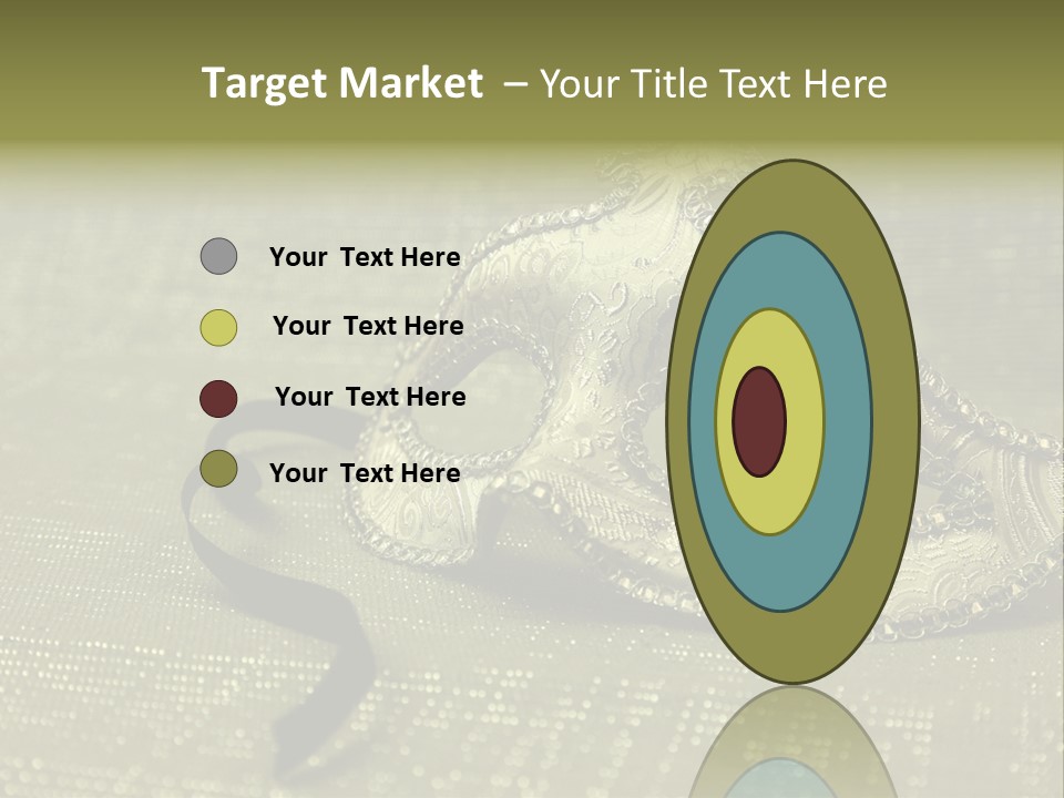 A Silver Mask On A Green Background With A Black Ribbon PowerPoint Template