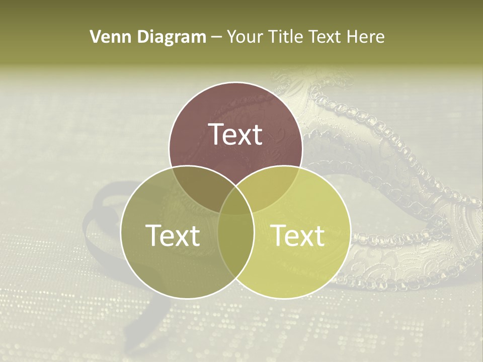 A Silver Mask On A Green Background With A Black Ribbon PowerPoint Template