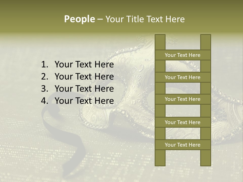 A Silver Mask On A Green Background With A Black Ribbon PowerPoint Template