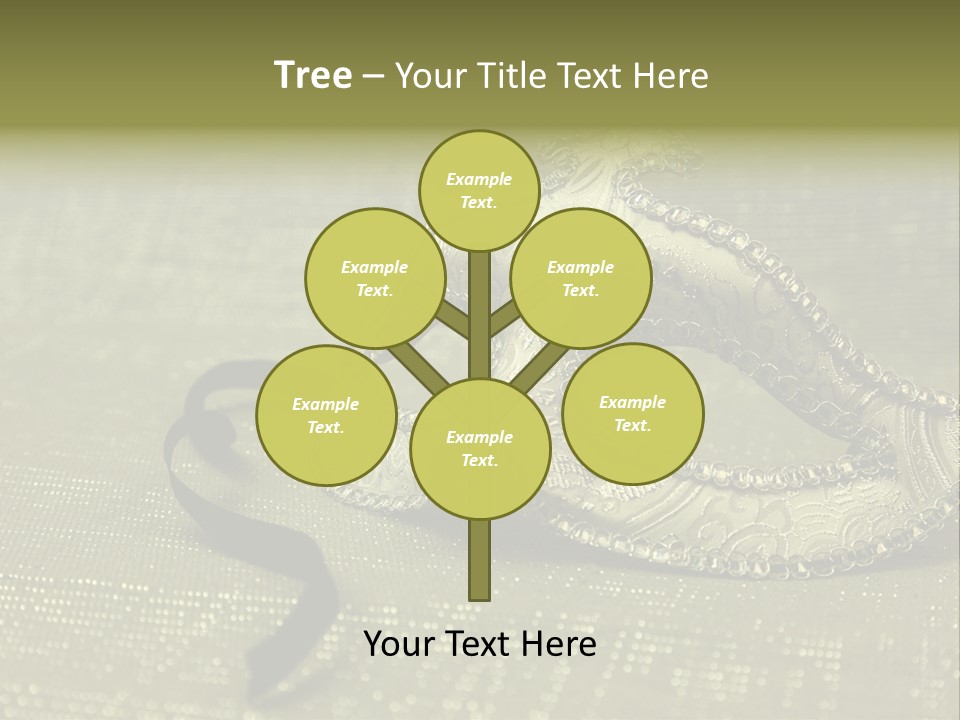 A Silver Mask On A Green Background With A Black Ribbon PowerPoint Template