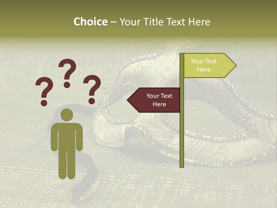 A Silver Mask On A Green Background With A Black Ribbon PowerPoint Template