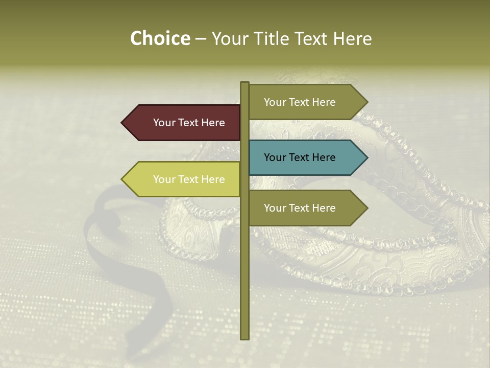 A Silver Mask On A Green Background With A Black Ribbon PowerPoint Template