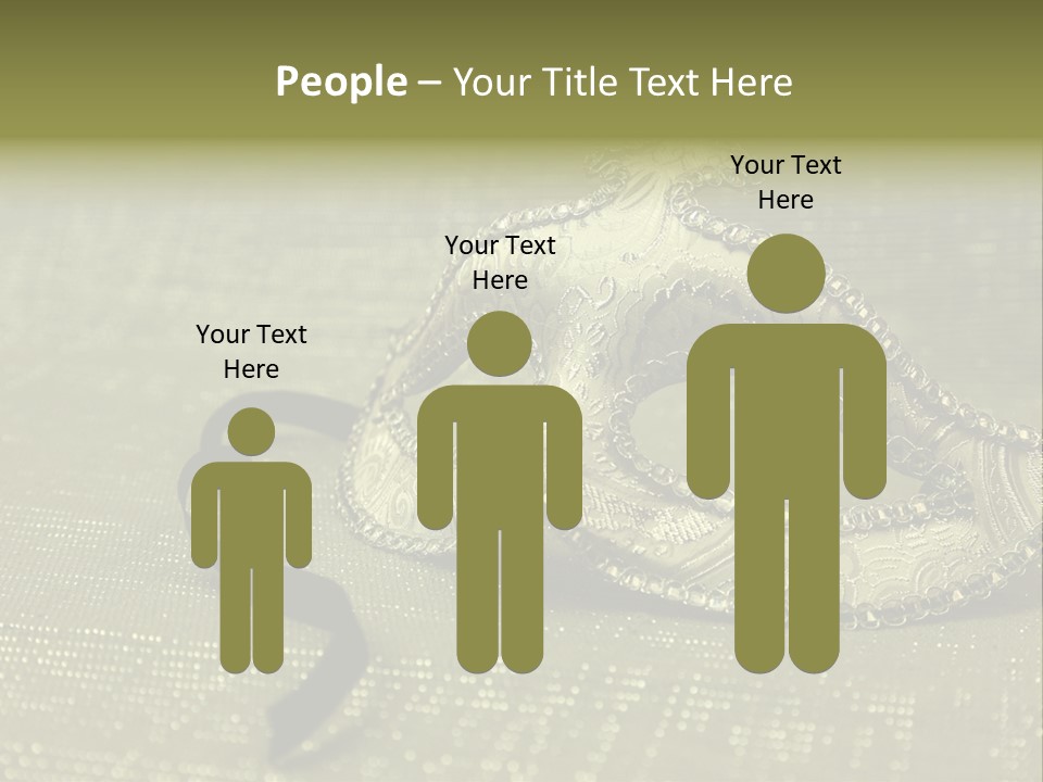 A Silver Mask On A Green Background With A Black Ribbon PowerPoint Template