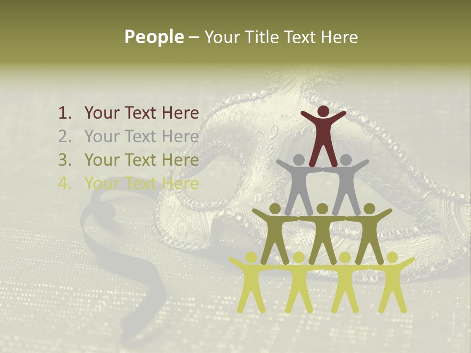 A Silver Mask On A Green Background With A Black Ribbon PowerPoint Template