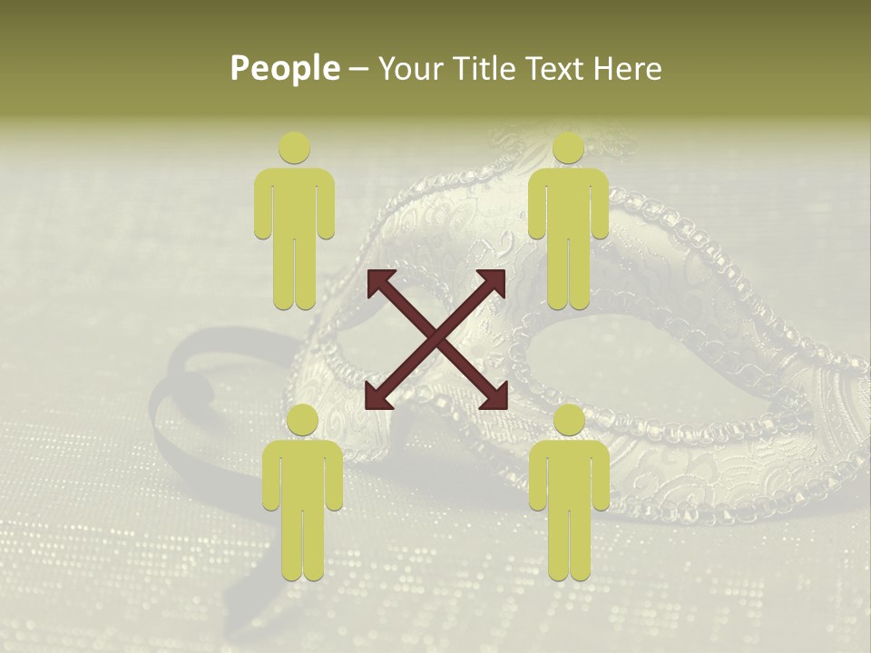 A Silver Mask On A Green Background With A Black Ribbon PowerPoint Template