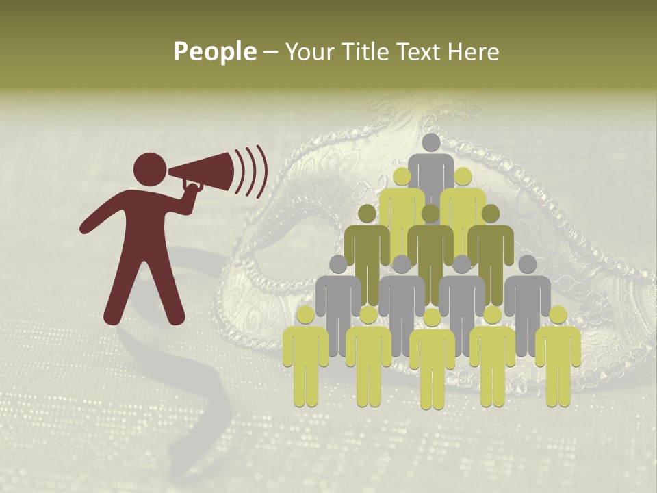 A Silver Mask On A Green Background With A Black Ribbon PowerPoint Template