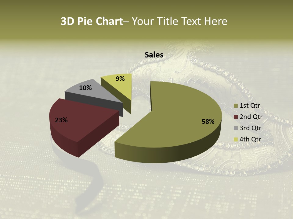 A Silver Mask On A Green Background With A Black Ribbon PowerPoint Template