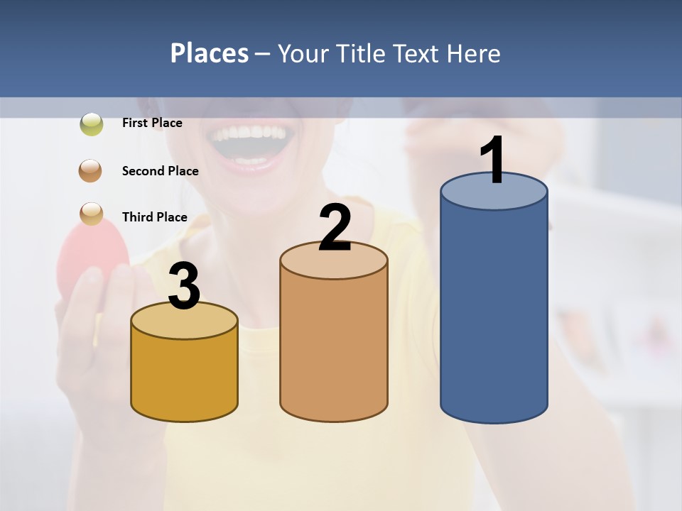 A Woman Holding A Piece Of Fruit In Her Hand PowerPoint Template