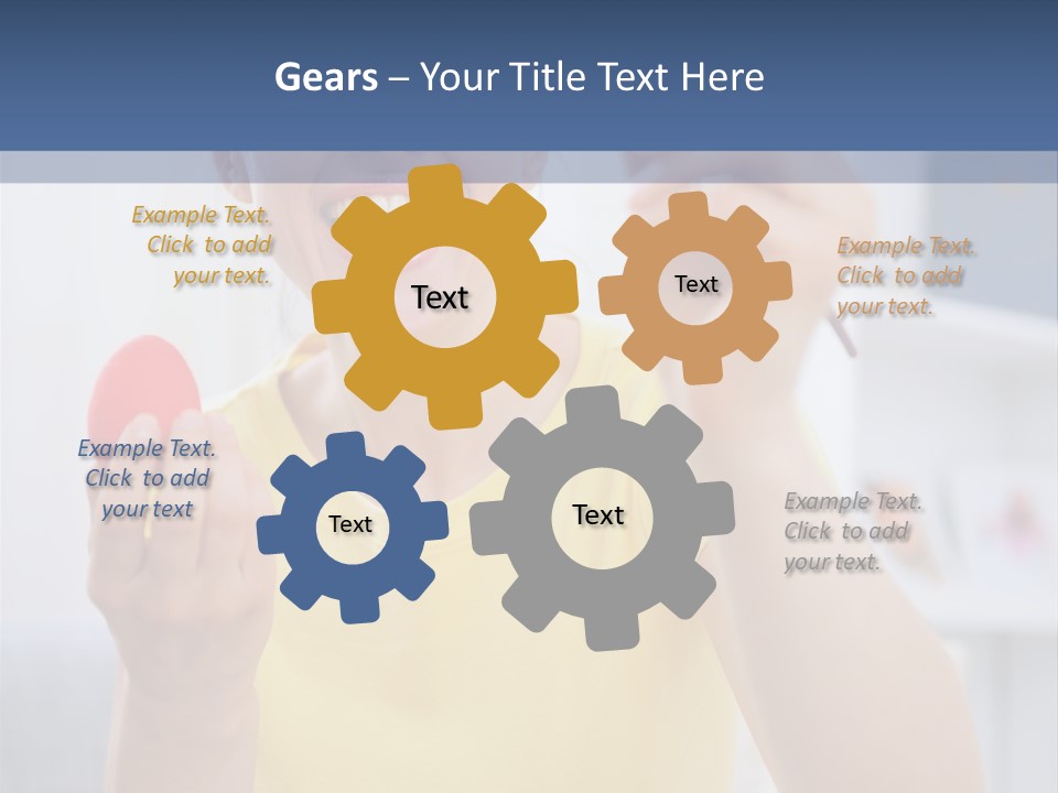 A Woman Holding A Piece Of Fruit In Her Hand PowerPoint Template