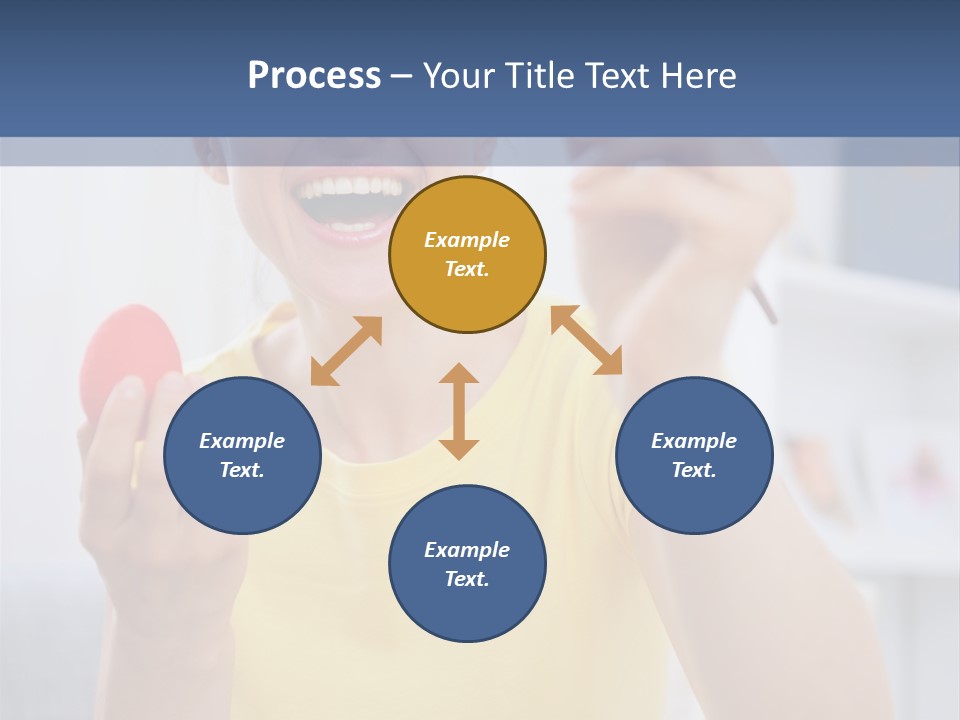 A Woman Holding A Piece Of Fruit In Her Hand PowerPoint Template