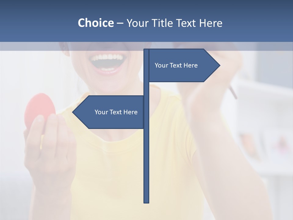 A Woman Holding A Piece Of Fruit In Her Hand PowerPoint Template