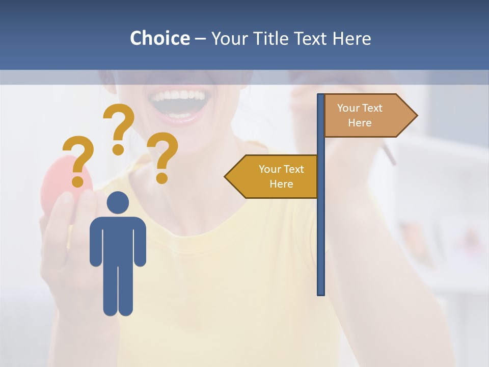 A Woman Holding A Piece Of Fruit In Her Hand PowerPoint Template