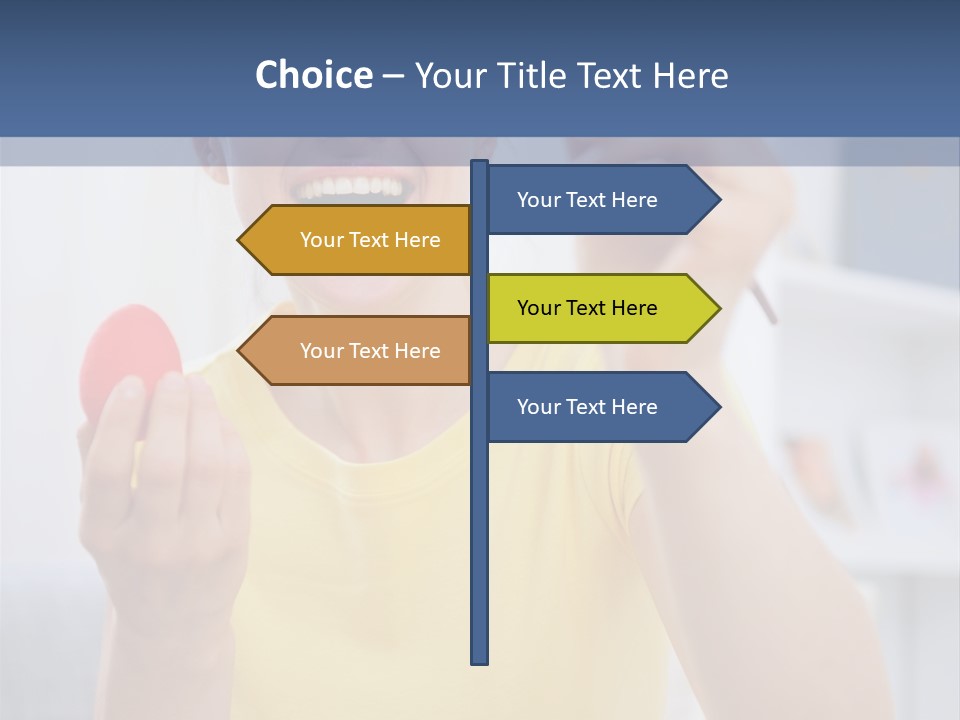 A Woman Holding A Piece Of Fruit In Her Hand PowerPoint Template