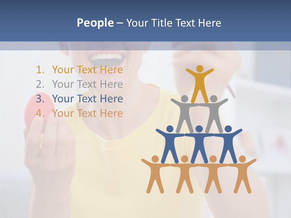 A Woman Holding A Piece Of Fruit In Her Hand PowerPoint Template