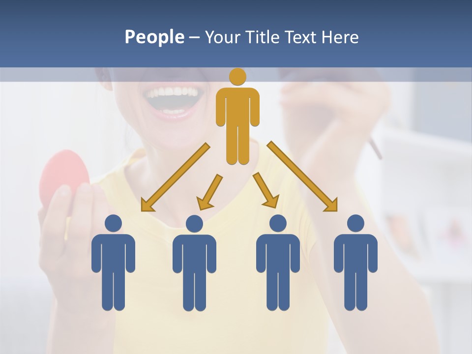 A Woman Holding A Piece Of Fruit In Her Hand PowerPoint Template