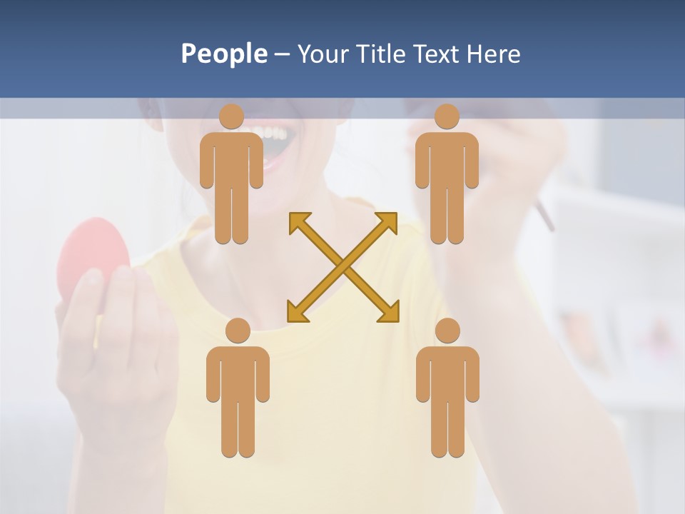 A Woman Holding A Piece Of Fruit In Her Hand PowerPoint Template