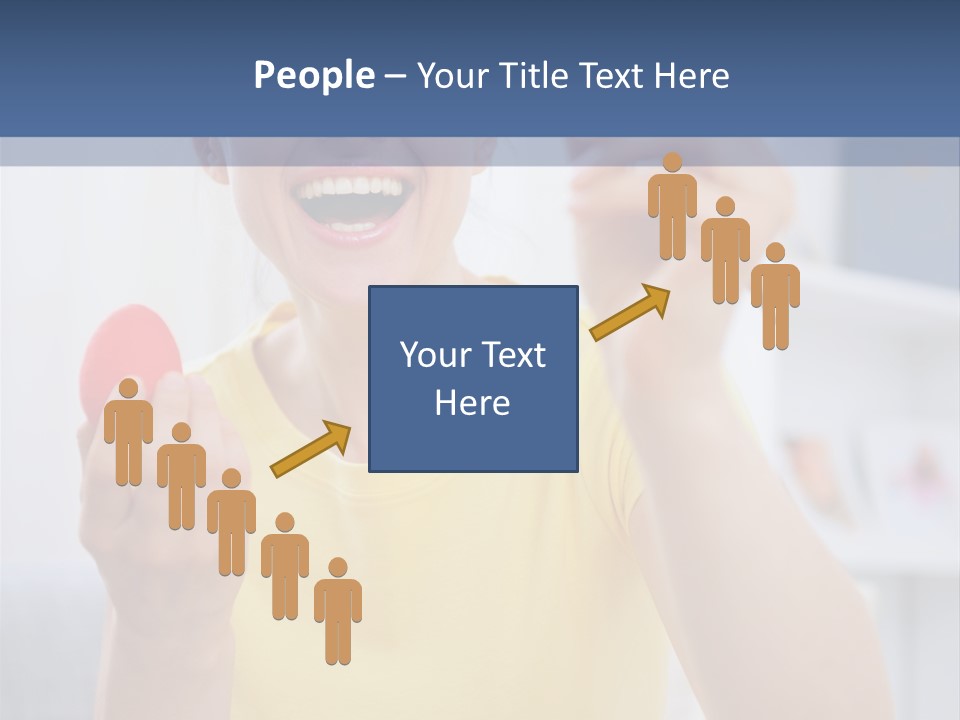 A Woman Holding A Piece Of Fruit In Her Hand PowerPoint Template