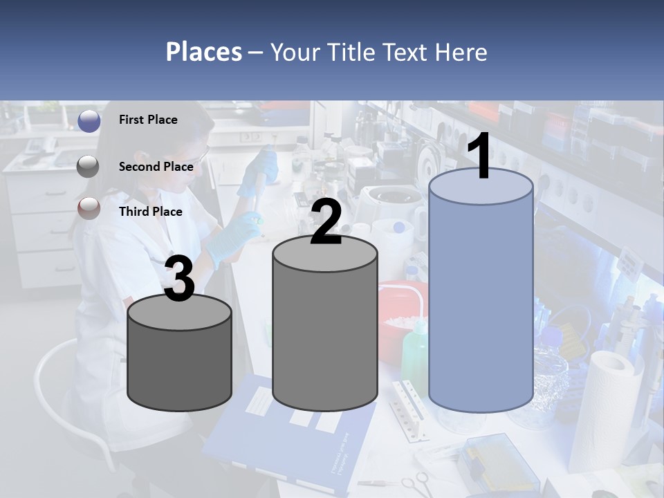 A Woman In A Lab Coat Is Doing Something PowerPoint Template