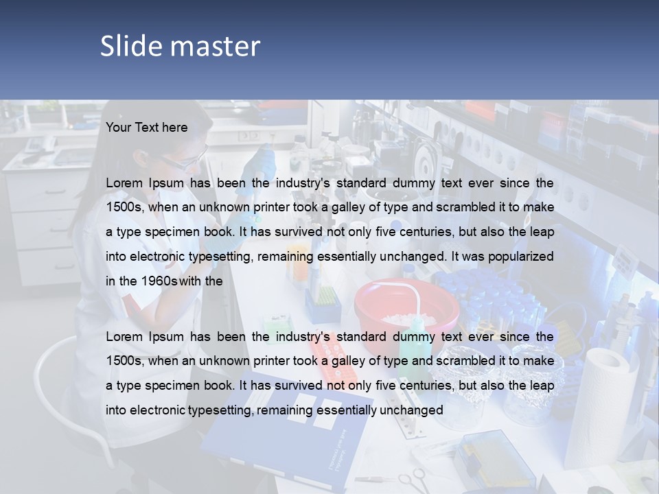 A Woman In A Lab Coat Is Doing Something PowerPoint Template