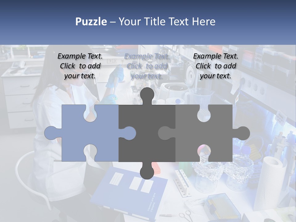 A Woman In A Lab Coat Is Doing Something PowerPoint Template