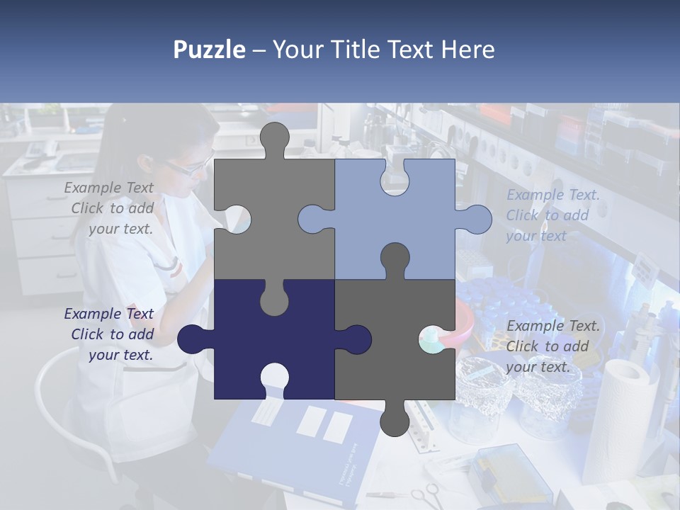 A Woman In A Lab Coat Is Doing Something PowerPoint Template