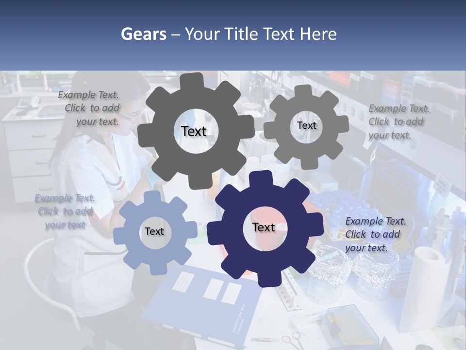 A Woman In A Lab Coat Is Doing Something PowerPoint Template